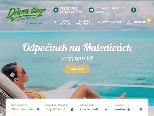 cestovní agentura diana tour havířov nabízí denně aktualizovanou nabídku českých, německých a polských cestovních kanceláří jen od pojištěných ck.