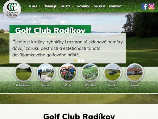 hlavní stránka golfového klubu radíkov, kde naleznete všechny důležité informace.