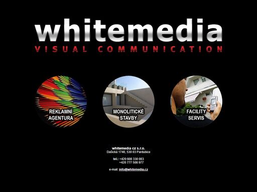white media nabízí velkoformátový tisk, ofset tisk, reklamní služby, propagace, tvorbu grafiky, webdesign a další služby.