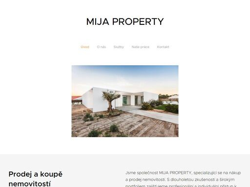 jsme společnost mija property, specializující se na nákup a prodej nemovitostí. s dlouholetou zkušeností a širokým portfoliem zajišťujeme profesionální a individuální přístup k našim klientům. naše priority jsou kvalita, důvěryhodnost a spokojenost zákazníků.