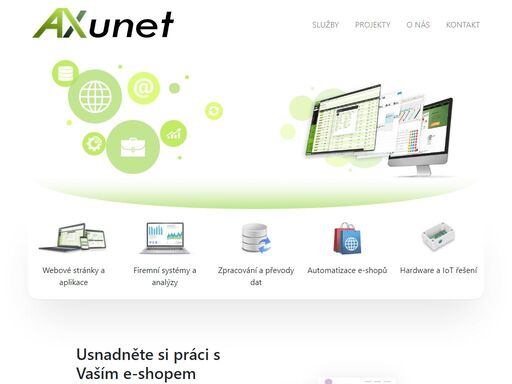 stránky firmy axunet s.r.o., která se zabývá vývojem a programováním softwaru a webových aplikací.