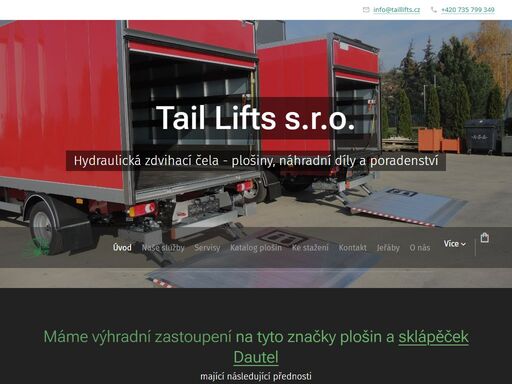 hydraulické zdvihací plošiny - čela na nákladní auta a dodávky