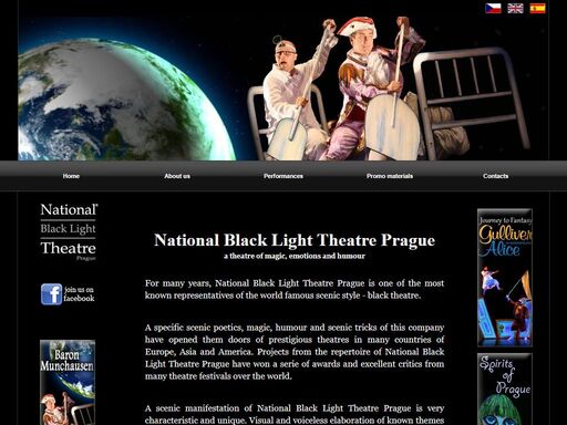 national black light theatre prague – one of the most famous representatives of a black light theater. thatre company that thanks to its poetry, magic and humour won a number of festival awards and performed in many countries of the world