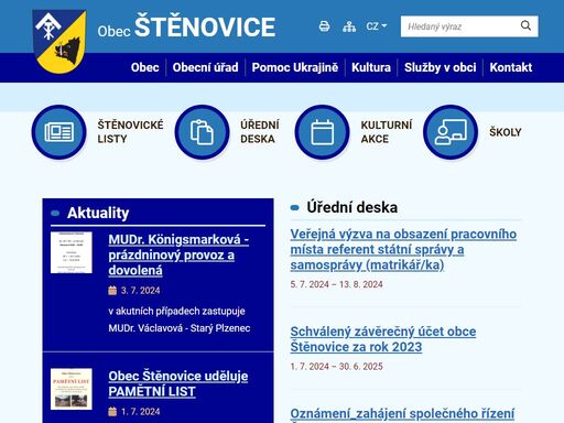 oficiální stránky obce štěnovice