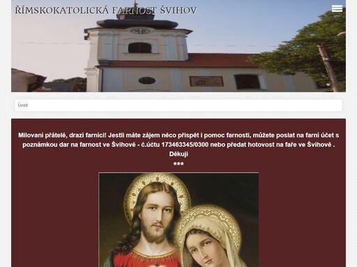 oficiální stránky římskokatolické farnosti ve švihově. naleznete zde farni listy, kalendář aktivit, program bohoslužeb a mnoho dalších užitečných informací.
