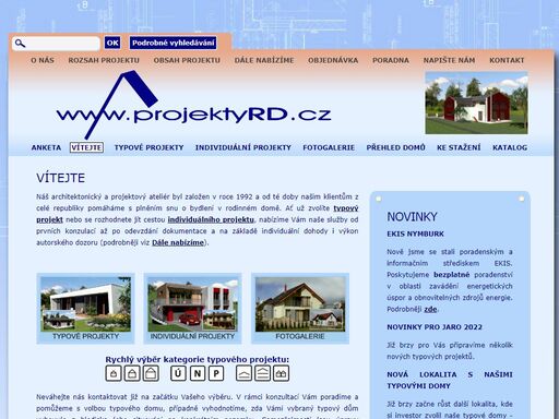 projektyrd.cz – architektonická a projektová kancelář – projekty rodinných domů – typové a individuální projekty – energeticky úsporné, nízkoenergetické a pasivní domy