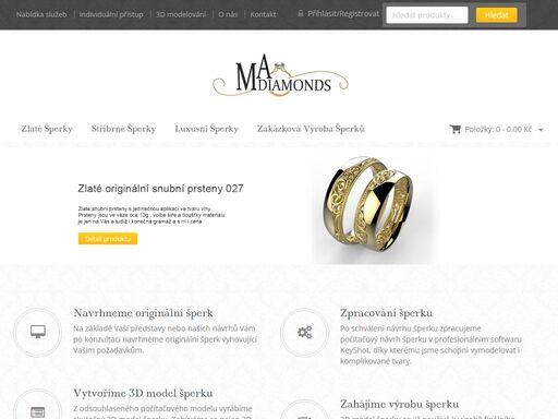 vyrábíme šperky, prsteny a náušnice pomocí technologie 3d tisku. navštivte náš e-shop a objednejte si šperky on-line