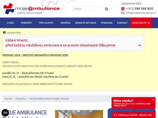 moje ambulance – největší síť ordinací praktických lékařů pro dospělé v čr. 12hodinová ordinační doba, online registrace i objednávka, hrazeno ze zp. 