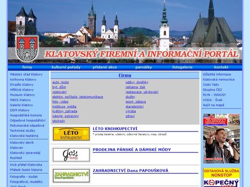 www.infoklatovy.cz - klatovský firemní a informační portál - klatovy - firmy, úřady, instituce, spolky - seznam - centrum - atlas firem a informací