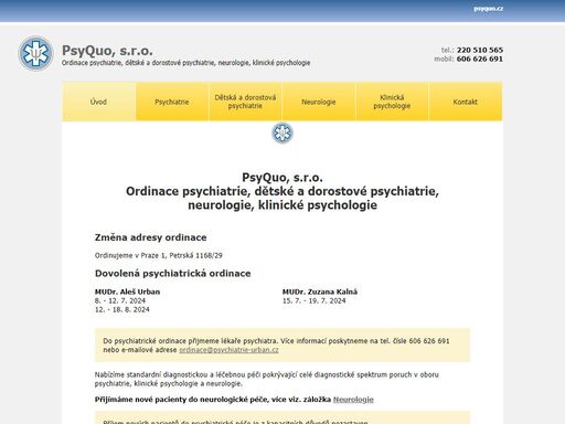 psychiatrická ordinace - mudr. ing. aleš urban