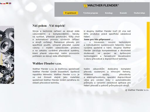 společnost walther flender je ve své činnosti zaměřena do oblasti převodové techniky.