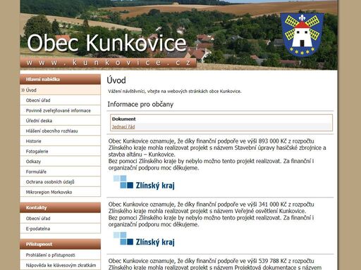 obec kunkovice - oficiální webové stránky