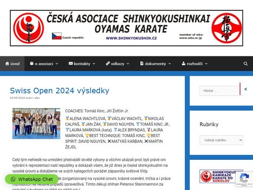 oficiální web české asociace shinkyokushinkai – oyamas karate, z.s. branch chief wko sensei jiří žofčín. tréninky shinkyokushin karate v (čr).