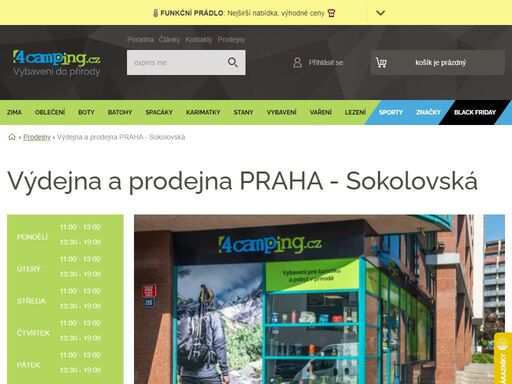 pořiďte na pobočce sokolovská vybrané outdoorové a kempingové vybavení nebo vyzvedněte svou objednávku z e-shopu 4camping! info o prodejně zde ?