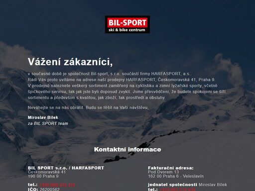 společnost bil-sport s.r.o.  nabízí lyžařské vybavení, lyžařské oblečení, lyže, jízdní kola a cyklistické oblečení.
