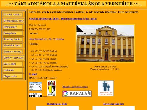 web sides elementary school vernerice, in czech only