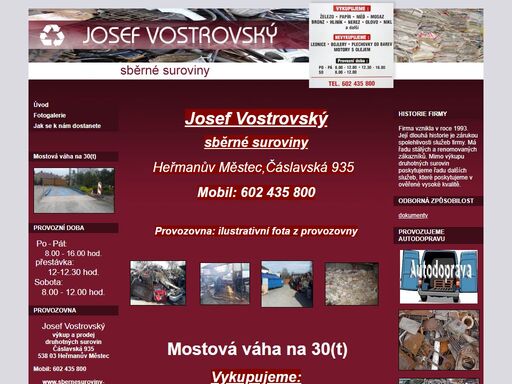www.sbernesuroviny-vostrovsky.cz