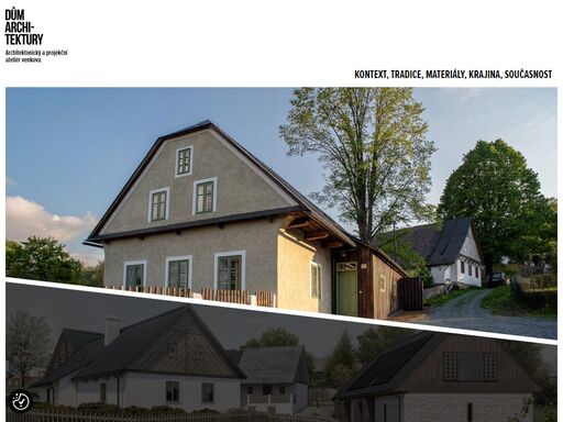 architektonický a projekční ateliér venkova. principy naší práce vychází z tradičního pojetí architektury jednotlivých lokalit českého venkova se snahou vnést do projektu dnešní vrstvu. kontext, tradice, materiály, krajina, současnost.