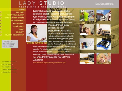 úvodní strana kosmetického studia lady studio v kroměříži