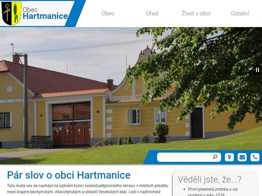 oficiální webové stránky obce hartmanice