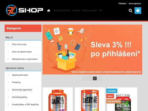 flshop e-shop zaměřený na výživu ve fitness