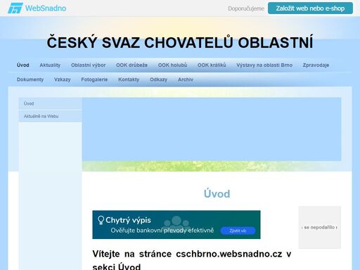 stránky českého svazu chovatelů oblastní organizace brno