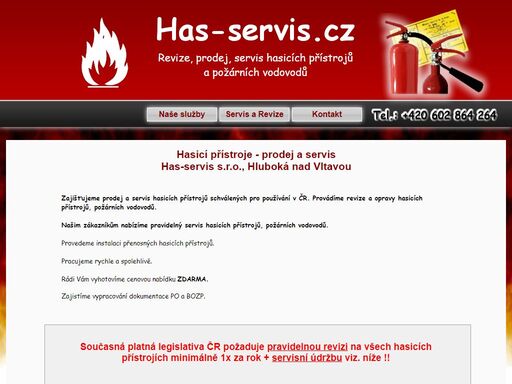 revize, prodej, servis hasicích přístrojů a požárních vodovodů hluboká nad vltavou