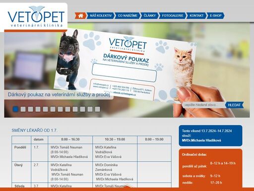 

veterina v pardubicích dostupná všem chovatelům
veterinární kliniku vetopet založili v roce 2009 mvdr. petr drahotský a mvdr. tomáš neuman.