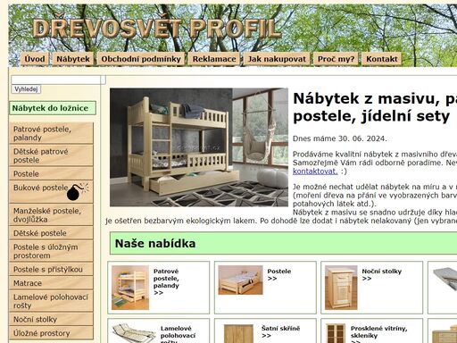 dřevosvět profil, prodej nábytku z masivu borovice, olše, smrku