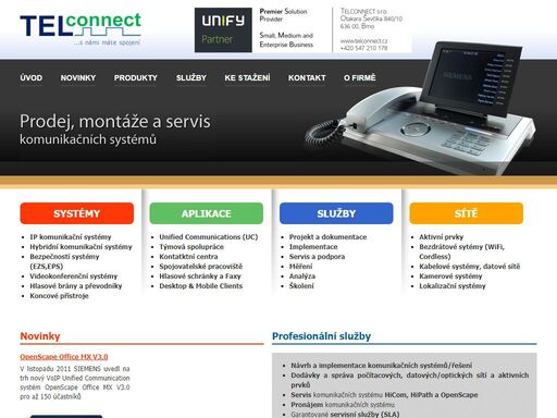 telconnect - prodej, montáže a servis komunikačních systémů unify