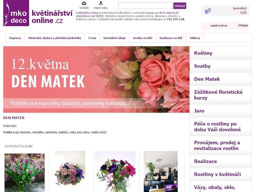 jsme květinářství online, zabýváme se prodejem květin, svatebních kytic a dekorací. rozvoz po brně zdarma.
