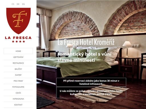 la fresca hotel kroměříž nabízí stylové a komfortní ubytování přímo v srdci kroměříže s jedinečnou romantickou atmosférou slavné minulosti. navštivte…