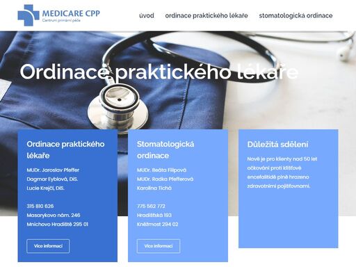 medicare cpp, s.r.o. - ordinace praktického lékaře v mnichově hradišti a stomatologická ordinace v knežmostě.