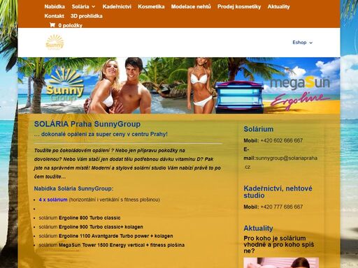 solária praha sunnygroup: značková solária v centru prahy, kadeřnictví s profesionální vlasovou kosmetikou, manikúra, modeláž nehtů.