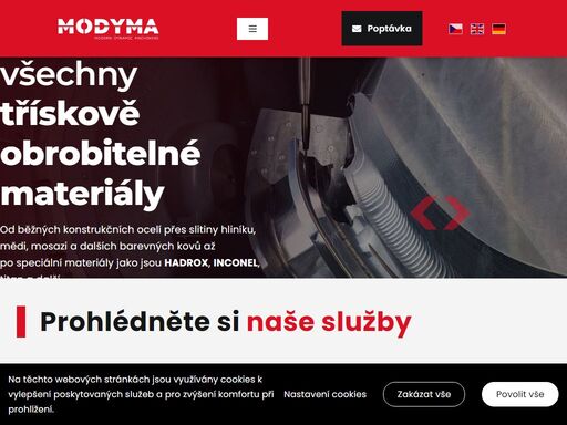 obrábíme všechny třískově obrobitelné materiály 

od běžných konstrukčních ocelí přes slitiny hliníku, mědi, mosazi a dalších barevných kovů až po speciální materiály jako jsou hadrox, inconel, titan a další. více o nás  obrábíme všechny třískově obrobitelné materiály 

od běžných konstrukčních ocelí přes slitiny hliníku, mědi, mosazi a dalších barevných kovů až po speciální materiály