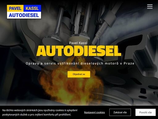 opravy vstřikovacích čerpadel a trysek, čištění ultrazvukem, seřizování dieselových motorů, výměnu motorového oleje, rozvodů a drobné opravy motorů.