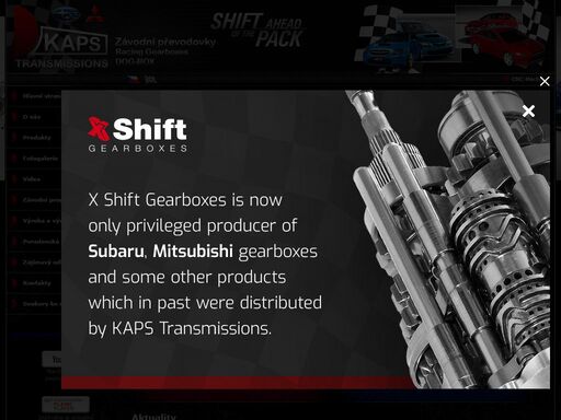 kaps závodní převodovky, bezsynchroní převodovky, mitsubishi, subaru, sekvenční převodovka