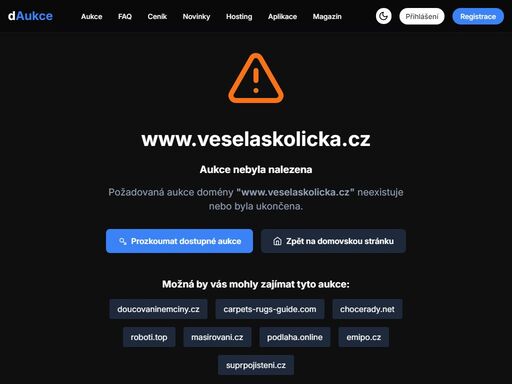 podívejte se na aukci domény www.veselaskolicka.cz a zjistíte částku, za kterou si jí můžete kouput v aukci na webu www.daukce.cz.