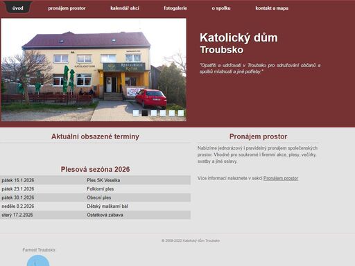 katolický dům troubsko - možnost pronájmu sálu