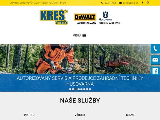 společnost k r e s spol. s r.o. provozuje e-shop i kamennou prodejnu, ve které nabízí elektronářadí světových výrobců, včetně autorizovaného servisu.