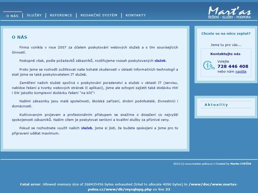 martin cveček, tvorba www, polná, vysočina, správa počítačových sítí, prodej software a hardware, servis