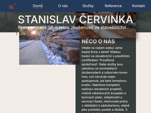 firma červinka s 30 lety zkušeností nabízí stavební realizace, koupelny na míru, zateplování fasád, obkládání, sádrokarton, podlahy a dlažby v lulči u brna.