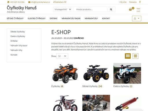 čtyřkolky, servis, moto,náhradní díly čtyřkolky hanuš - prodej a servis čtyřkolek