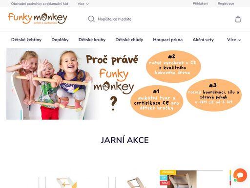 dětské designové žebřiny, skluzavky, kruhy a žíněnky funky monkey do dětského pokoje a herniček pro rozvoj a zábavu všech dětí.