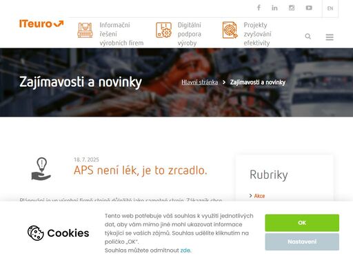 iteuro je česká softwarová a konzultační společnost. dodáváme erp, aps, cpq a další produkty, kterými výrobním firmám budujeme efektivní informační řešení.