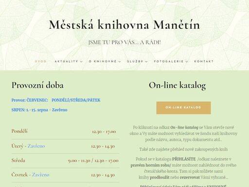 provoz: červenec: pondělí/středa/pátek