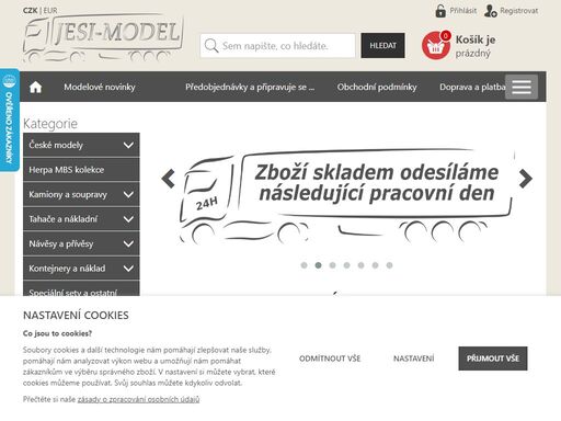 modely, především silniční dopravy výrobců herpa,ssm,awm,wsi,rietze. aktuálně skladem přes 2200 položek s dodáním následující pracovní den. měřítka 1:43 1:50 1:87 1:120 1:160 1:200 1:500. kovové modely.