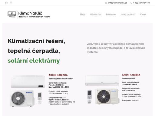 klimatizační řešení, tepelná čerpadla, solární elektrárny
