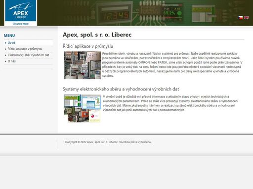 apex, spol.s r.o., liberec: řídicí aplikace v průmyslu, vývoj a výroba řídicí elektroniky, elektronický sběr dat, programovatelné terminály