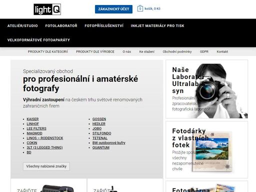 velkoobchod, maloobchod a internetový obchod, služby pro profesionální i amatérské fotografy, ateliérové fotografování a velkoformátový tisk